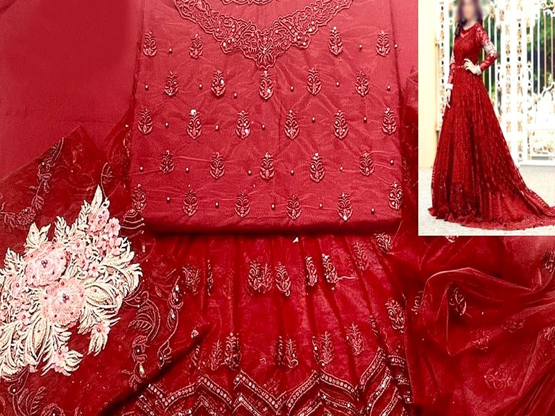 Handwork Heavy Embroidered Net Bridal Maxi Dress 2022