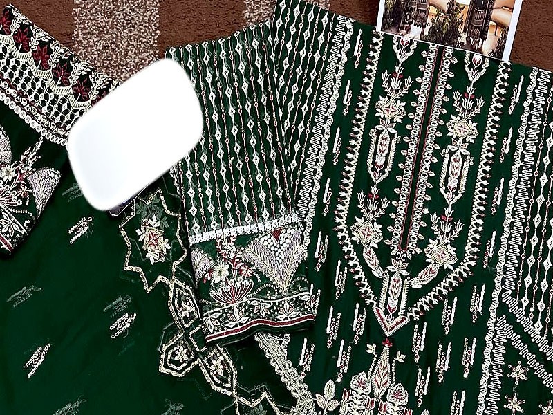 Luxury Heavy Embroidered Green Chiffon Wedding Dress 2022