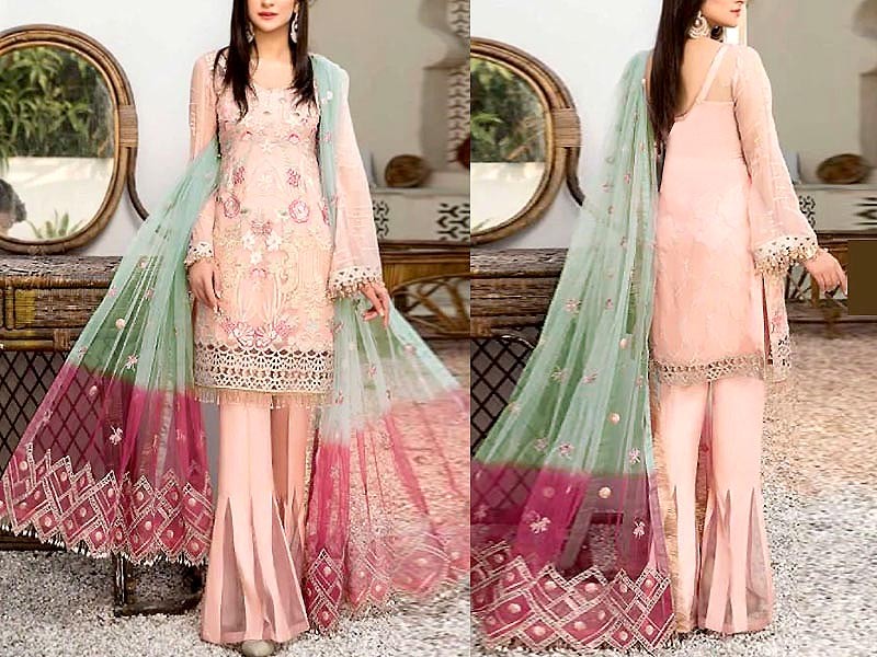 Heavy Embroidered Organza Party Dress 2022 with Embroidered Net Dupatta