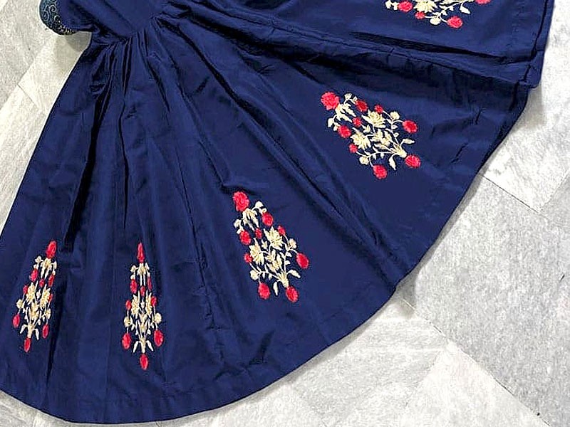 Readymade Koti Style Embroidered Shamoz Silk Maxi