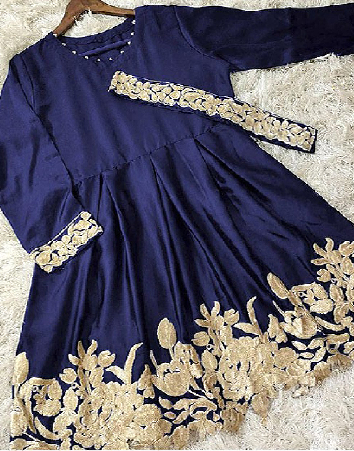 Readymade 2-Piece Koti Style Embroidered Shamoz Silk Frock Price in Pakistan