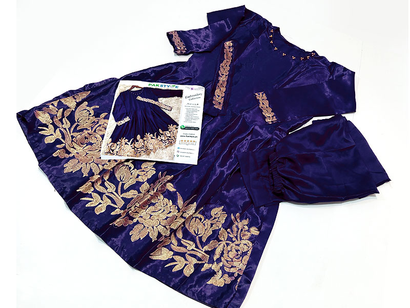 Readymade 2-Piece Embroidered Shamoz Silk Dress
