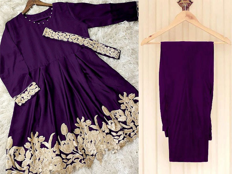 Readymade 2-Piece Embroidered Shamoz Silk Dress Price in Pakistan