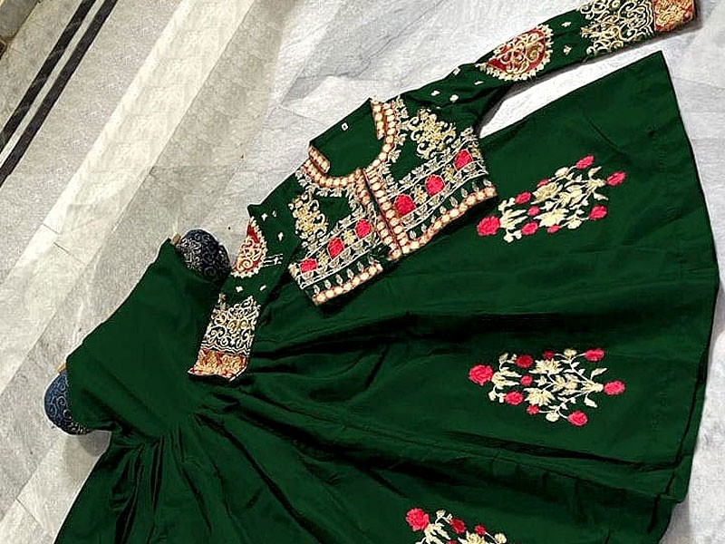 Readymade Koti Style Embroidered Shamoz Silk Maxi
