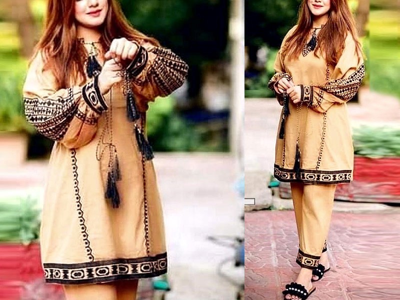 Readymade 2-Piece Maroon Linen Dress Price in Pakistan