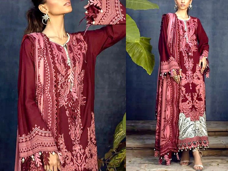 Heavy Embroidered Dhanak Dress with Dhanak Shawl Dupatta Price in Pakistan