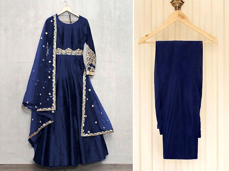Readymade Embroidered Shamoz Silk Choli Lehenga Dress with Embroidered Chiffon Dupatta Price in Pakistan