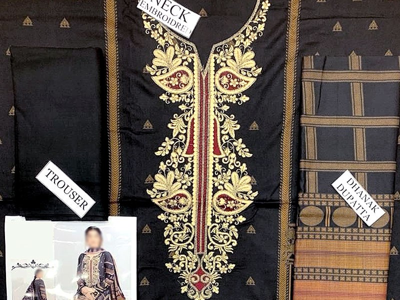 Heavy Embroidered Dhanak Dress with Dhanak Shawl Dupatta