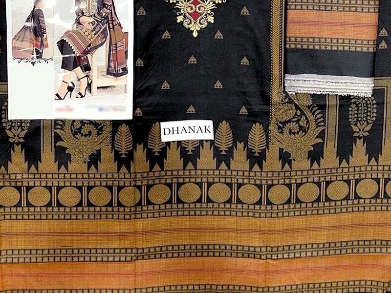 Heavy Embroidered Dhanak Dress with Dhanak Shawl Dupatta