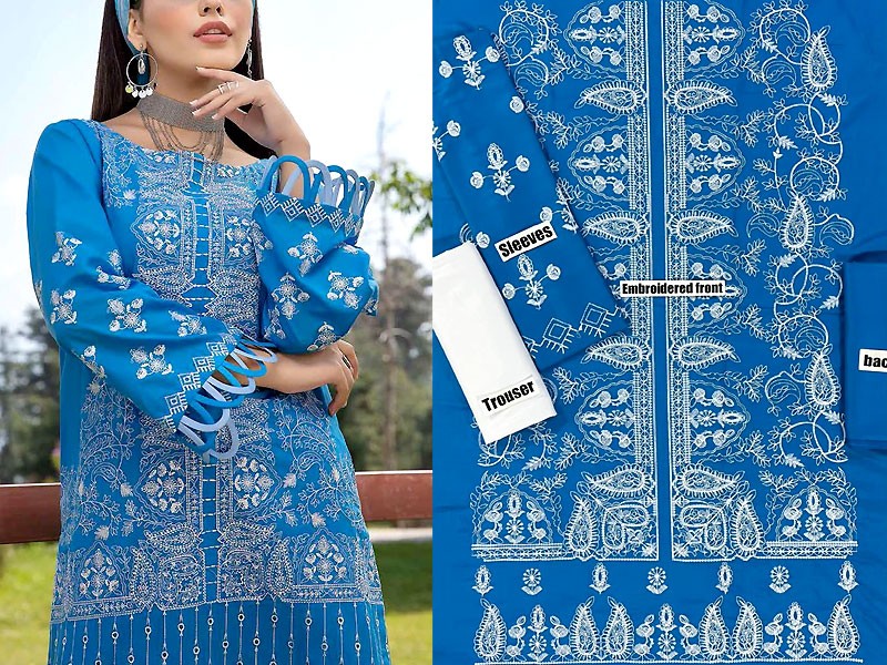 2-Piece Heavy Embroidered Linen Dress 2022