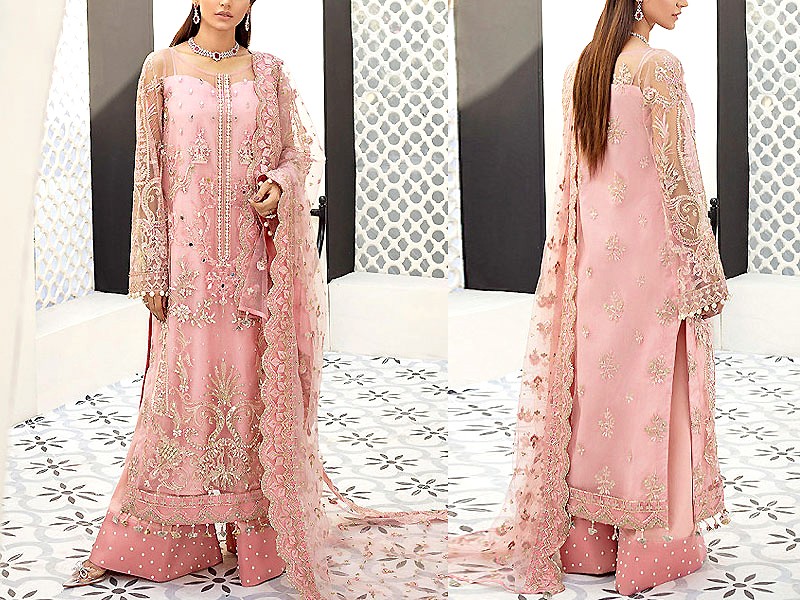 Mirror & Handwork Heavy Embroidered Net Wedding Dress 2022 Price in Pakistan