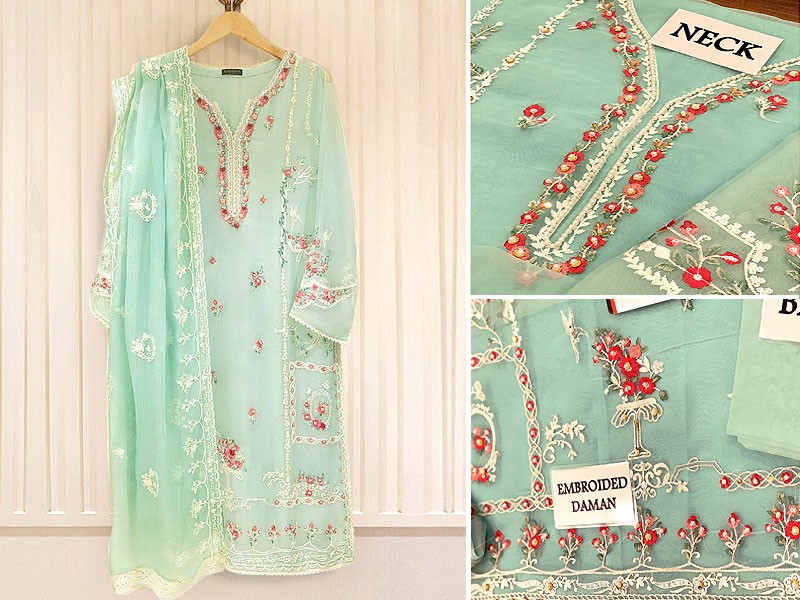 Handwork Embroidered Organza Party Wear Dress 2022 Price in Pakistan