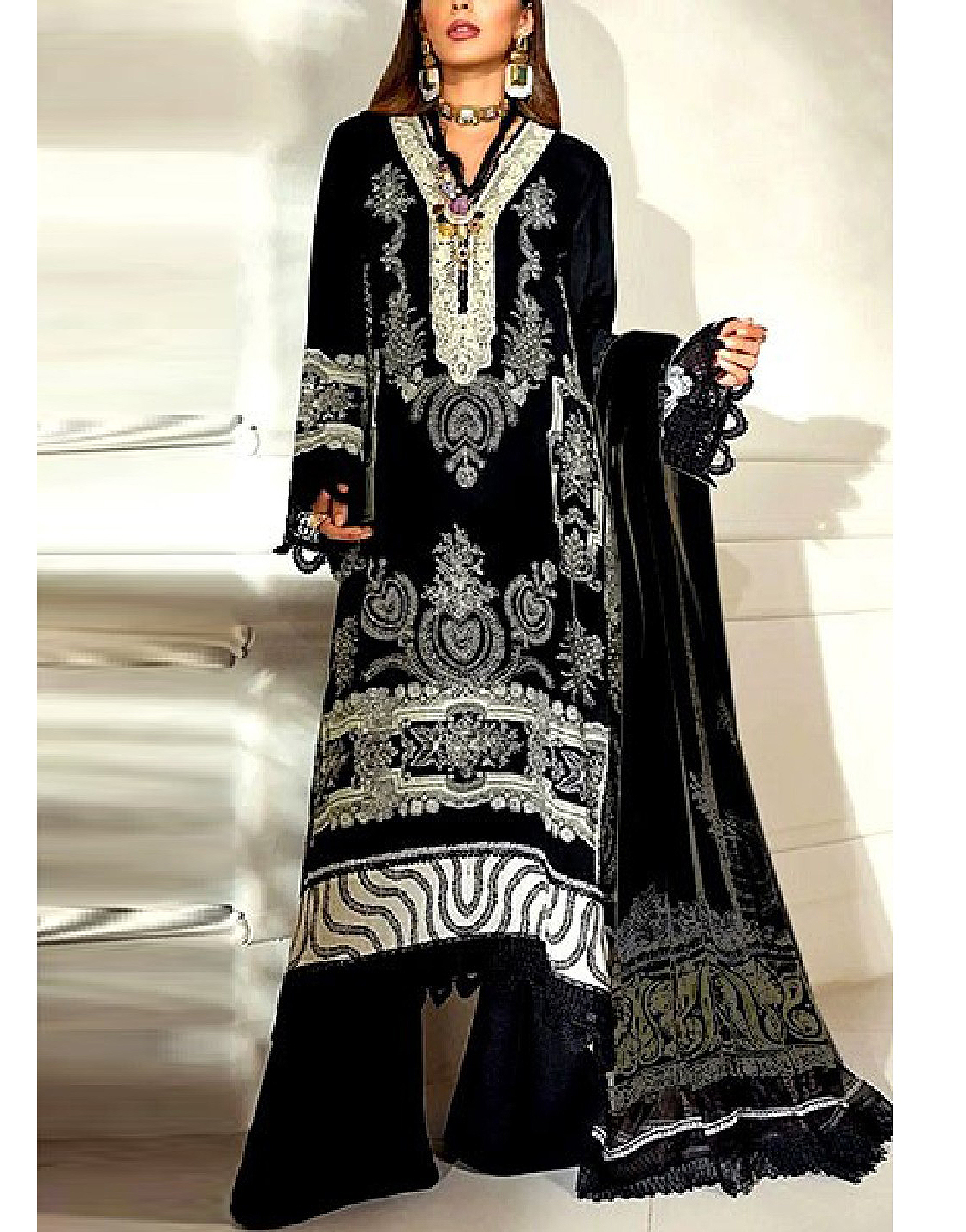 Embroidered Linen Suit with Chiffon Dupatta Price in Pakistan