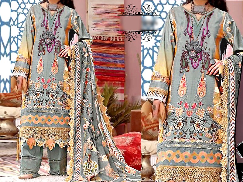 Sequins Panel Embroidered Dhanak Dress 2022 with Dhanak Shawl Dupatta Price in Pakistan