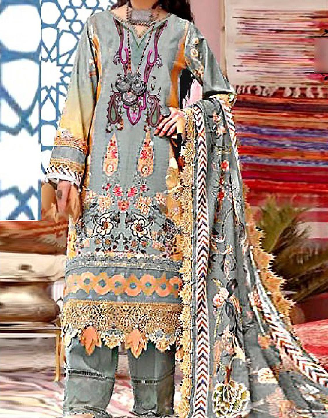 Embroidered Karandi Dress 2022 with Karandi Shawl Dupatta Price in Pakistan