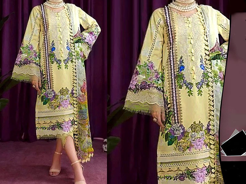 Elegant Embroidered Karandi Dress with Karandi Shawl