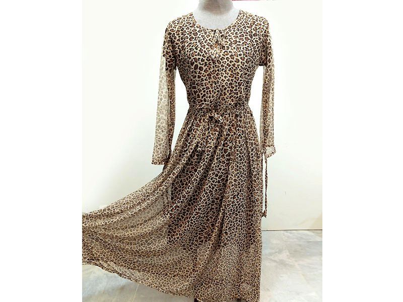 Readymade Leopard Print Net Maxi with Inner
