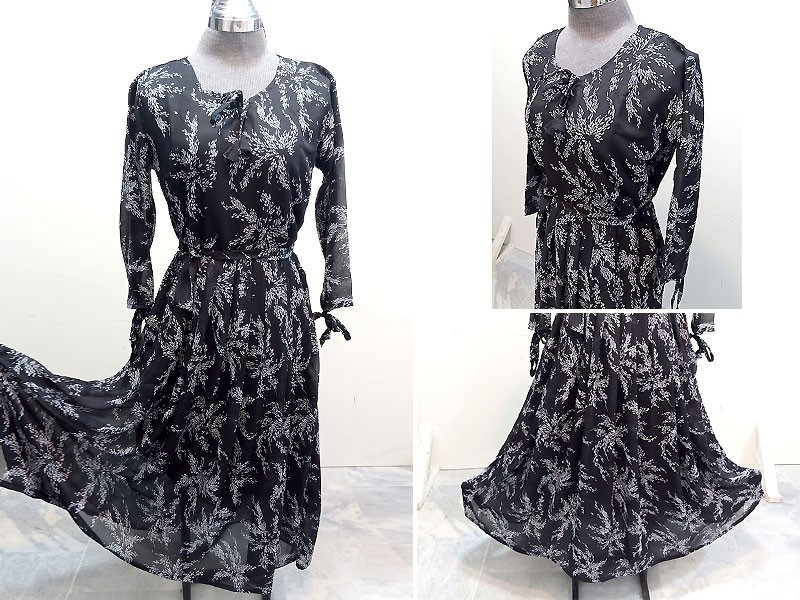 Readymade Floral Print Black Georgette Maxi with Inner