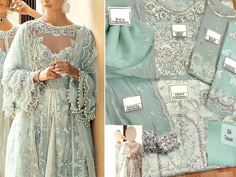 3D & Handwork Heavy Embroidered Organza Wedding Dress 2024