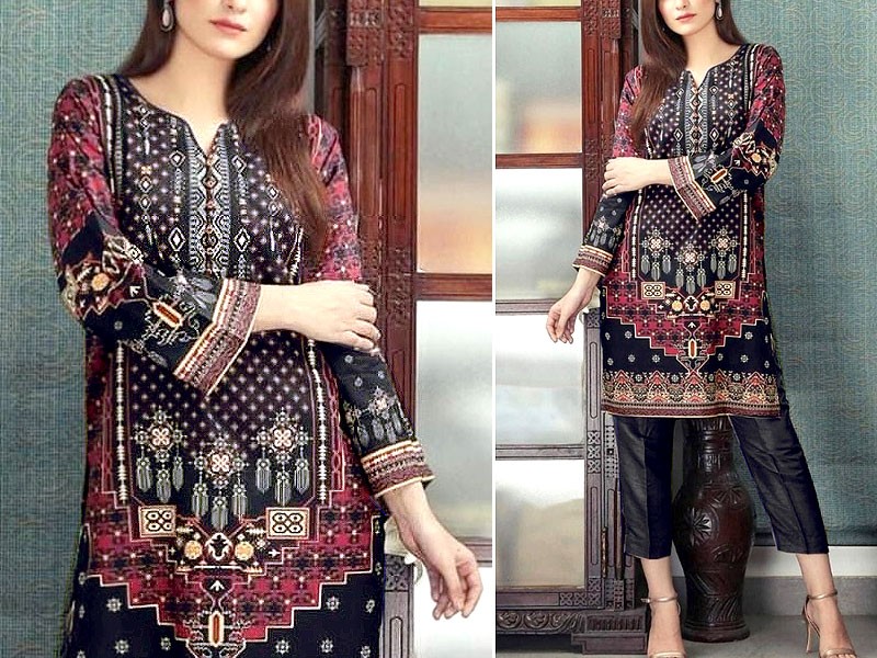 Heavy Sequins Embroidered Black Dhanak Dress with Heavy Embroidered Dhanak Shawl Price in Pakistan