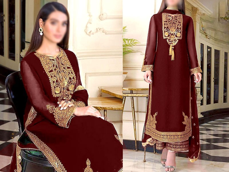 Mirror Work Heavy Dori Embroidered Net Maxi Dress 2022 Price in Pakistan