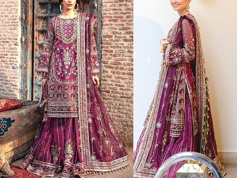 Luxury Heavy Embroidered Net Bridal Dress 2023 with Embroidered Net Dupatta