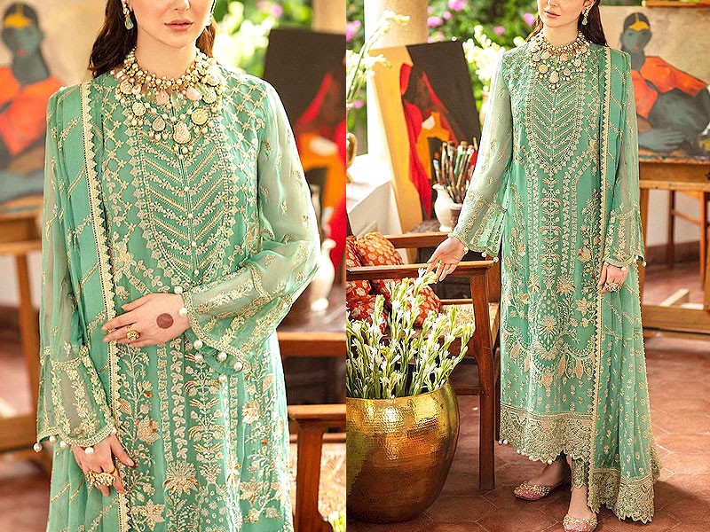 Heavy Embroidered Chiffon Wedding Dress 2022 Price in Pakistan