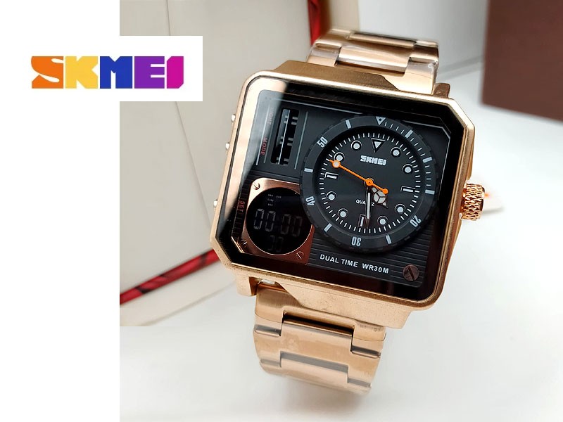 Original SKMEI Sports Dual Display Dial Stainless Steel Digital Watch WR30M