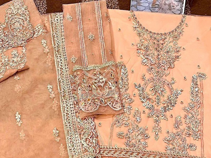 Heavy Embroidered with Handwork  Net Bridal Dress