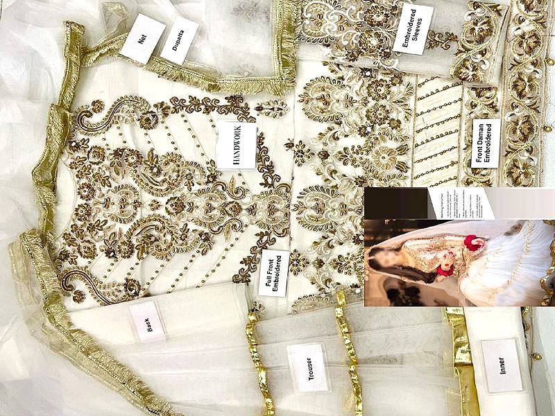 Luxury Mirror & Handwork Heavy Embroidered Organza Bridal Dress 2022