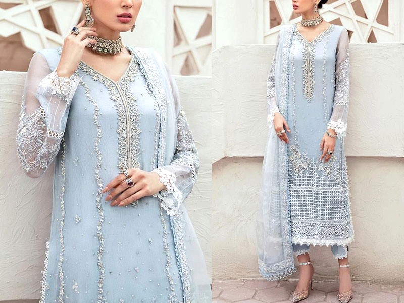 Luxury Handwork Heavy Embroidered Organza Wedding Dress 2022 Price in Pakistan