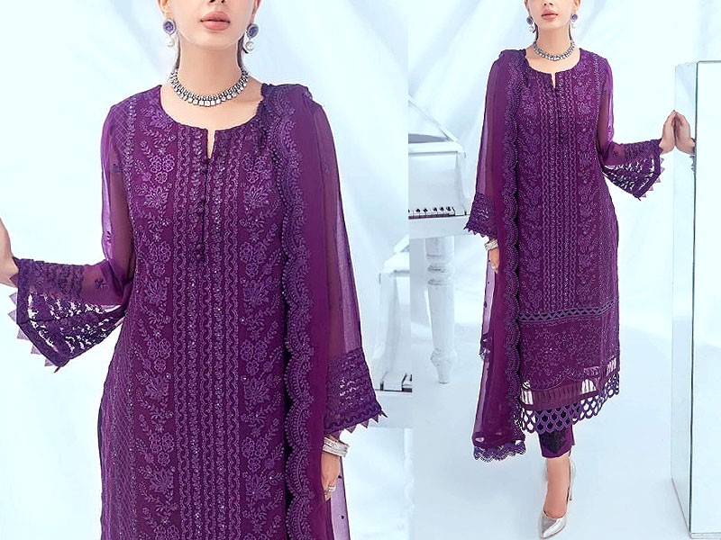 Elegant Handwork & Embroidered Chiffon Party Wear Dress 2022 Price in Pakistan