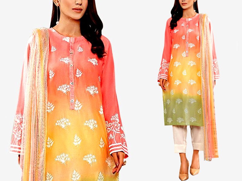 Luxury Schiffli Embroidered Lawn Dress with Cotton Net Dupatta Price in Pakistan