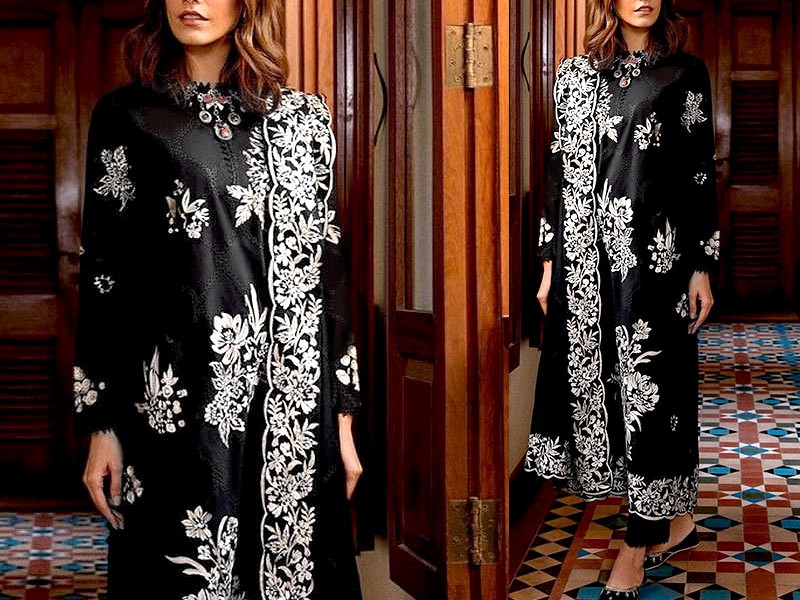 Luxury Embroidered Lawn Suit with Embroidered Bamber Chiffon Dupatta