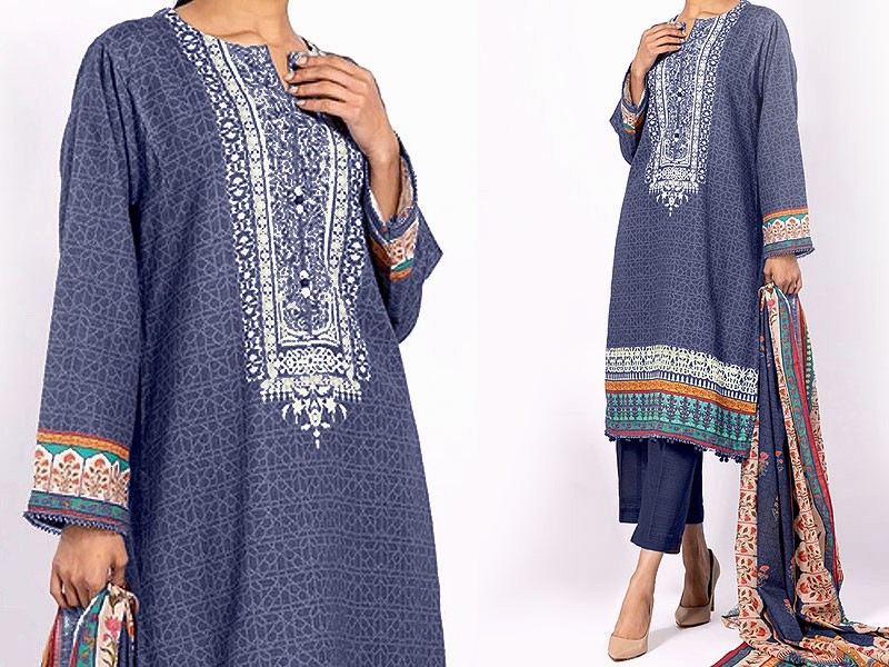 Embroidered Lawn Suit 2023 with Printed Lawn Dupatta Price in Pakistan