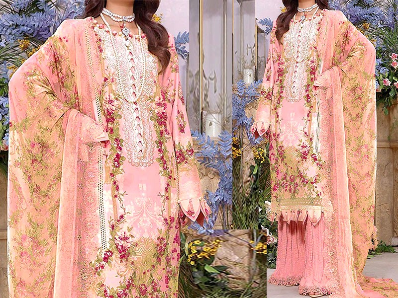 Adorable Embroidered Lawn Suit 2023 with Chiffon Dupatta