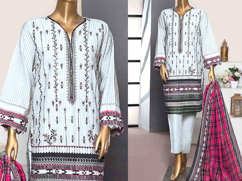 Embroidered Lawn Dress 2024 with Printed Lawn Dupatta Price in Pakistan
