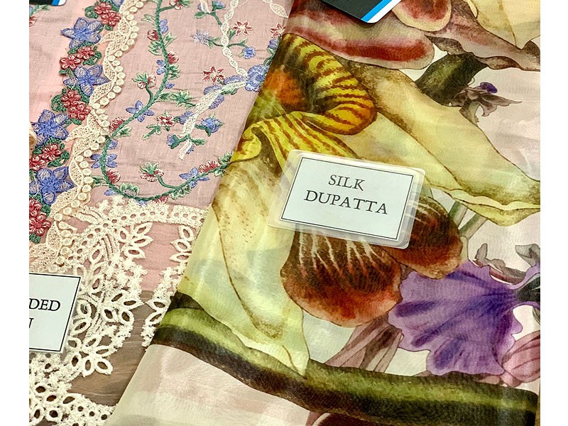 Luxury Embroidered Lawn Dress with Digital Print Silk Dupatta