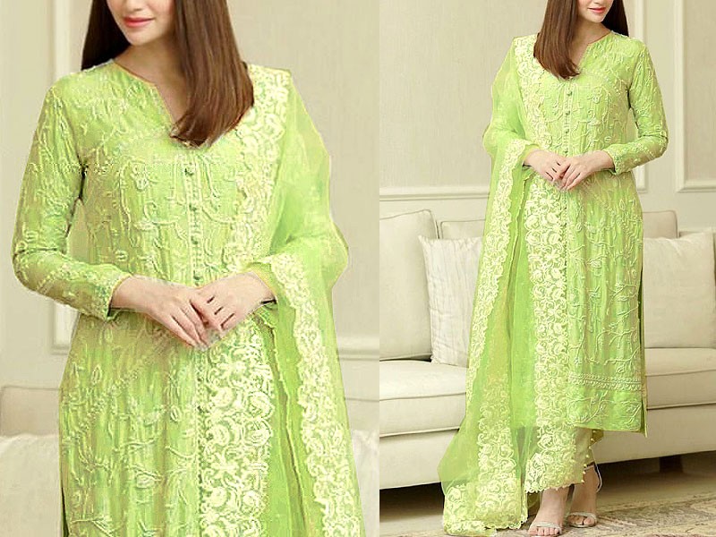 Luxury Embroidered EID Lawn Dress with Digital Print Silk Dupatta Price in Pakistan