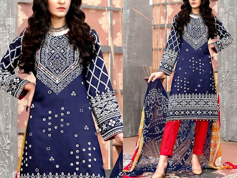 Elegant Embroidered Lawn Suit with Lawn Dupatta Price in Pakistan