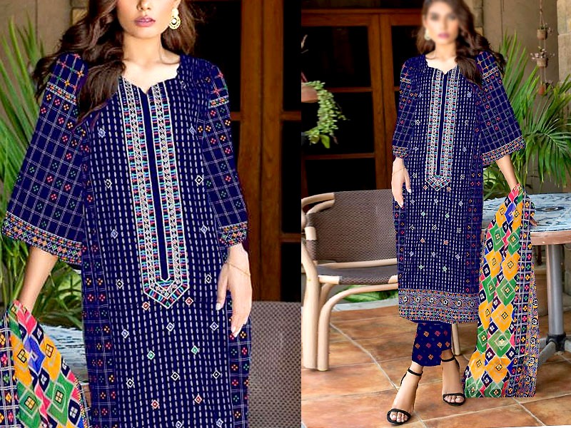 Embroidered Lawn Dress 2023 with Printed Lawn Dupatta Price in Pakistan