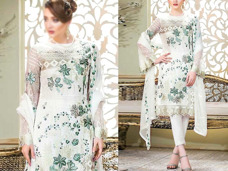 Heavy Embroidered Lawn Dress 2023 with Bamber Chiffon Dupatta