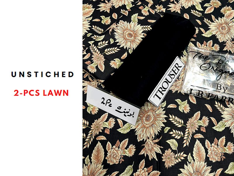 2-Piece Sunflower Print Black Lawn Dress 2024