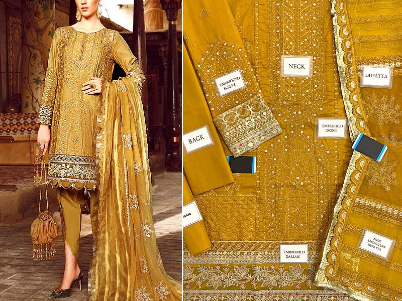 Luxury Heavy Embroidered Lawn Dress with Embroidered Net Dupatta