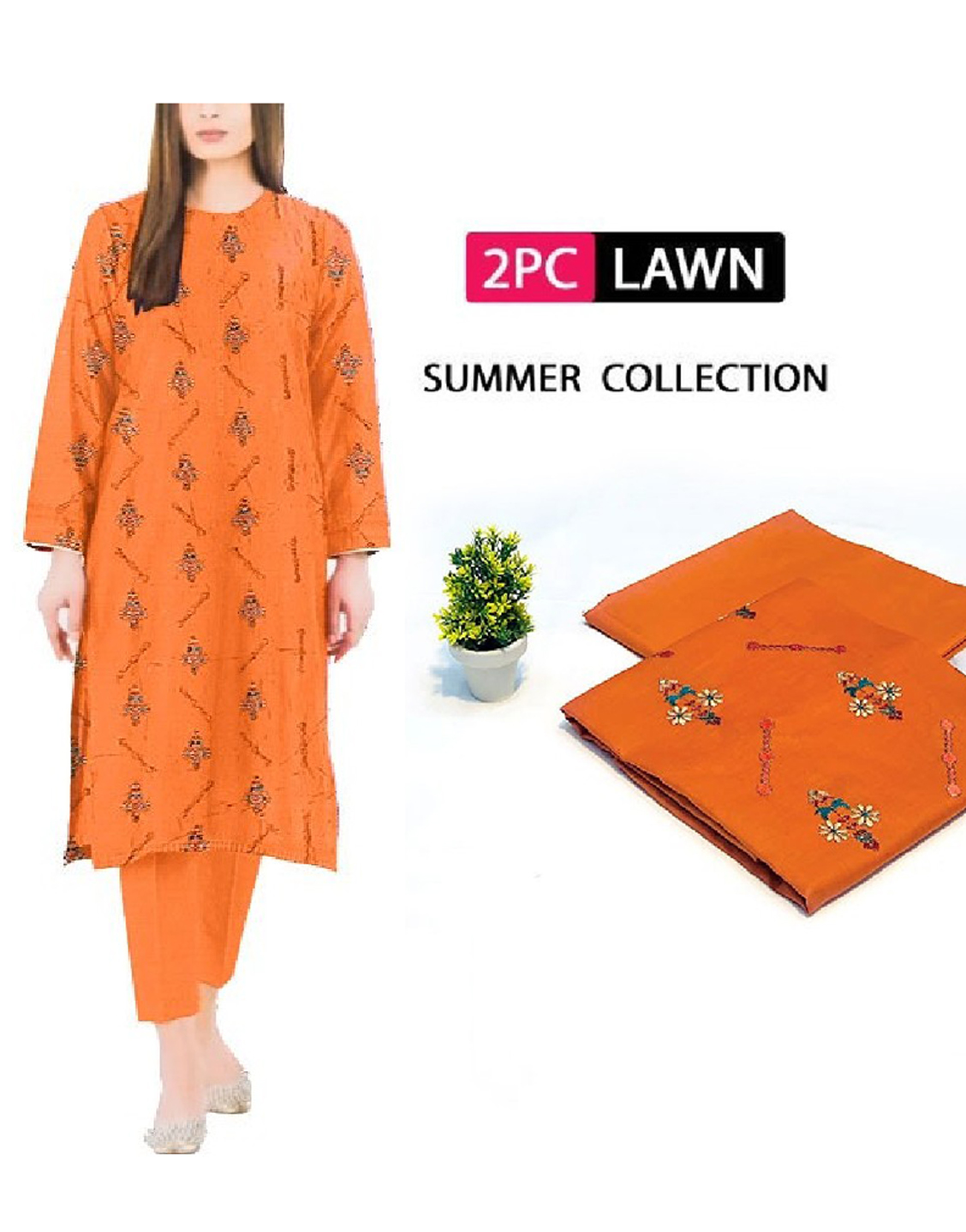 Elegant 2-Piece Embroidered Lawn Suit 2023 Price in Pakistan