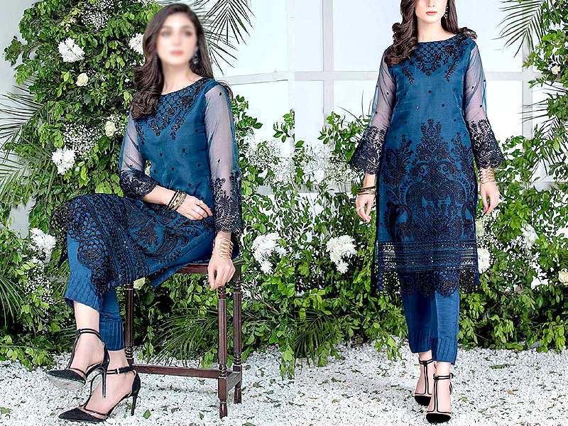 2-Piece Embroidered Fancy Organza Party Wear Dress 2023 Price in Pakistan