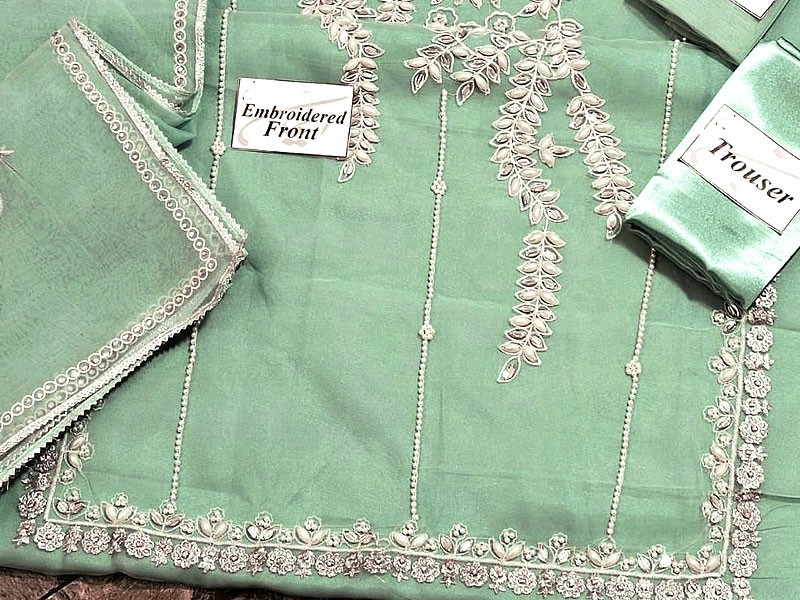 Handwork Heavy Embroidered Organza Wedding Dress 2023