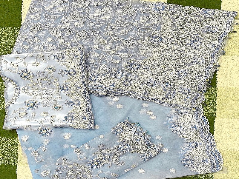 Handwork Heavy Embroidered Net Saree Dress 2023