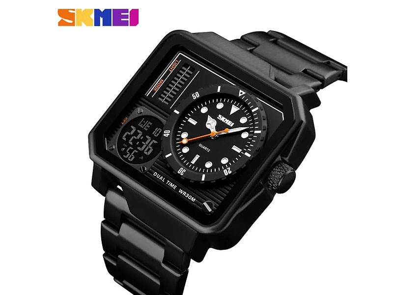 Original SKMEI Sports 1392 Dual Display Dial Stainless Steel Digital Watch WR30M