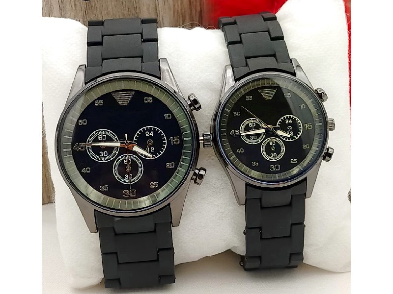 Pack of 2 Stylish Rubber Chain Watch for Couple Price in Pakistan